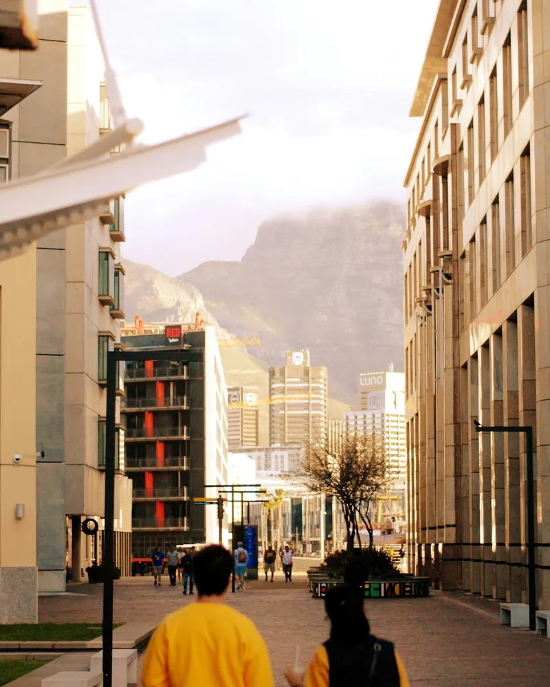 Placeholder: a Cape Town city centre street with Table Mountain behind